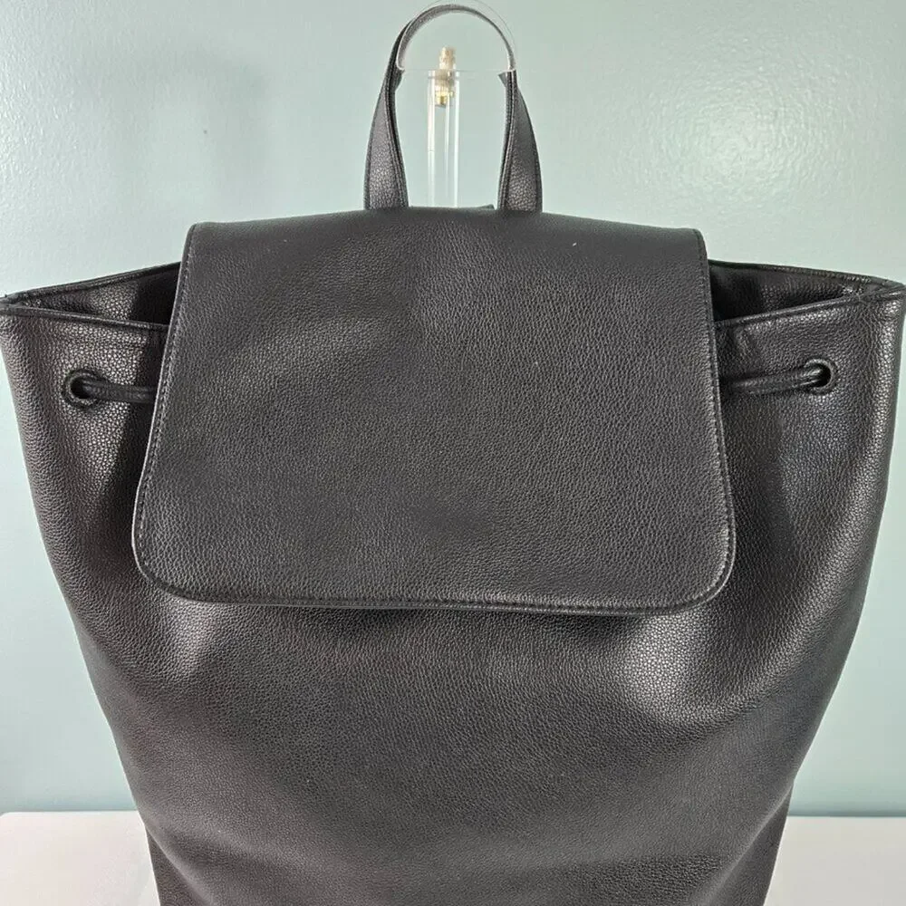 Victoria's Secret Black Faux Leather Backpack w/Handle & Straps